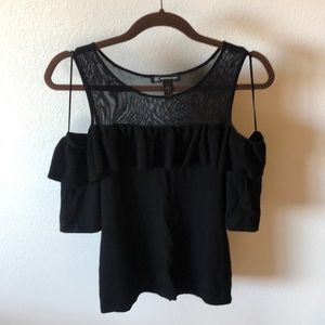 INC Black open shoulder short sleeve sweater (L)